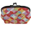 (0217-10) Uni Fiber, Made in Japan, Nigoshi Crepe, Japanese Pattern, 3.6 Size Plucked Coin Pouch, Color: Cloisonne, Pink, pink/orange, One Size view 1