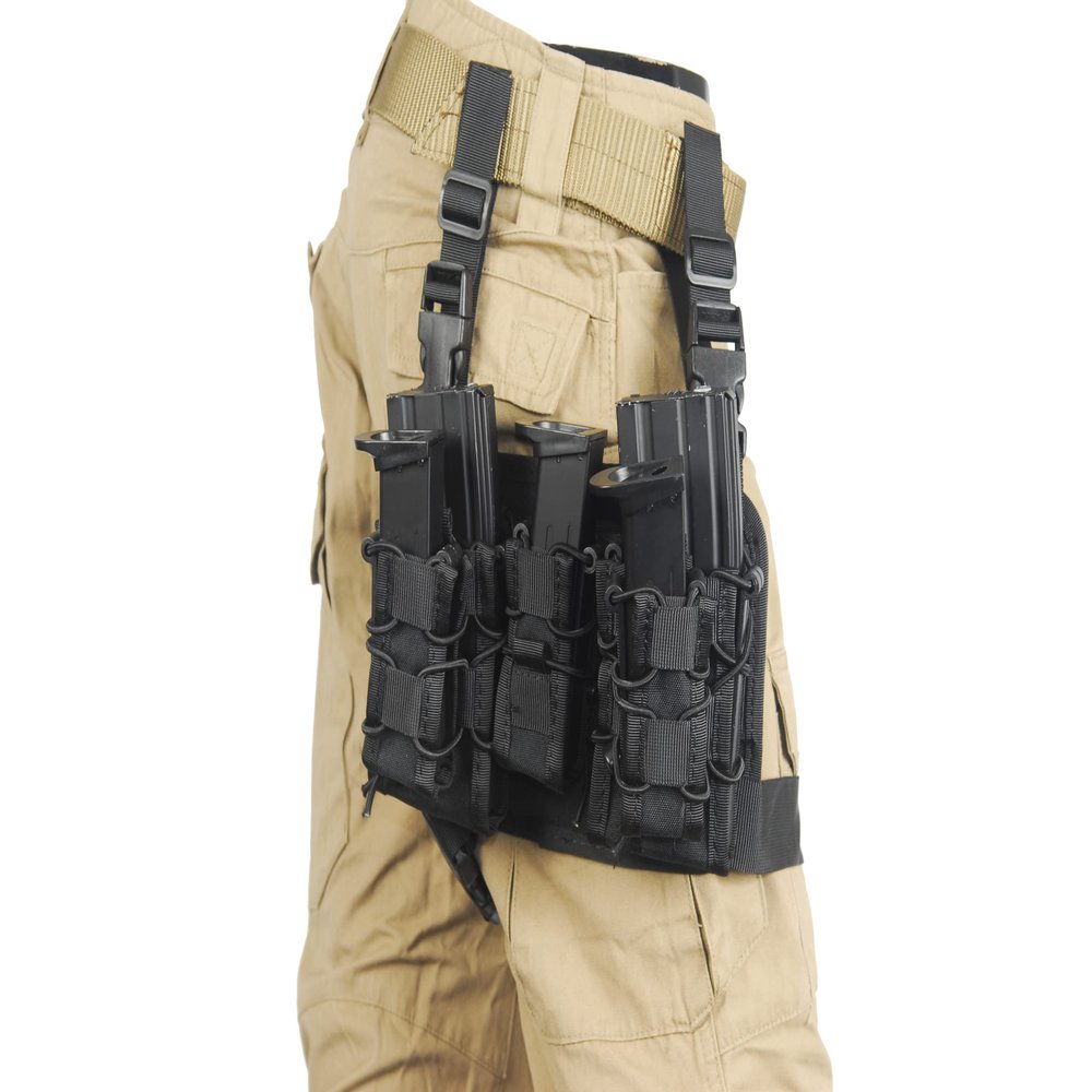 Lancer Tactical Airsoft Magazine Pouch Leg Rig (Color: Black)