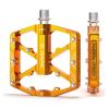 Bike Pedals 9/16 Inch - Bicycle Pedals with Reflectors - 3 Sealed Bearings MTB Pedals Wide Platform Pedals for Mountain Bike, BMX, Road Bike Pedals (Gold) view 1