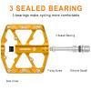 Bike Pedals 9/16 Inch - Bicycle Pedals with Reflectors - 3 Sealed Bearings MTB Pedals Wide Platform Pedals for Mountain Bike, BMX, Road Bike Pedals (Gold) view 3
