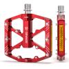 Bike Pedals 9/16 Inch - Bicycle Pedals with Reflectors - 3 Sealed Bearings MTB Pedals Wide Platform Pedals for Mountain Bike, BMX, Road Bike Pedals (Red) view 1