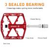 Bike Pedals 9/16 Inch - Bicycle Pedals with Reflectors - 3 Sealed Bearings MTB Pedals Wide Platform Pedals for Mountain Bike, BMX, Road Bike Pedals (Red) view 3