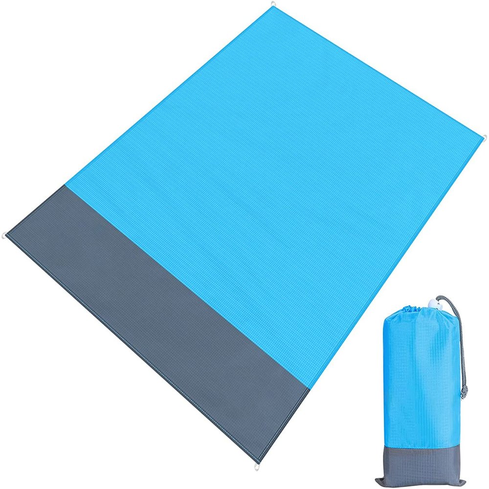 Beach Blanket Extra Large Sandproof Waterproof Picnic Mat Sand Free Compact and Lightweight Sand Free Perfect for Travel, Camping, Hiking (Blue Grey, 200CMX210CM)