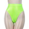 Linjinx Women's Glossy High Waist Yoga Shorts Gym Workout Rave Booty Dance Mini Hot Pants Bottoms Fluorescent Green XX-Large view 3