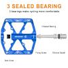 Bike Pedals 9/16 Inch - Bicycle Pedals with Reflectors - 3 Sealed Bearings MTB Pedals Wide Platform Pedals for Mountain Bike, BMX, Road Bike Pedals (Blue) view 3