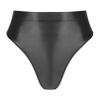 YiZYiF Women's Glossy Shiny High Waisted Dance Yoga Bottoms High Cut Briefs Cheeky Knikcers Black XX-Large view 1