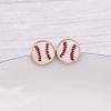 Mini Leather Round Soccer Baseball Sport Stud Earings Softball for Sport Ball Fans Player Baseball Stuff Friendship Handmade Jewelry-White view 2
