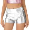 vastwit Womens Shiny Metallic High Waisted Booty Shorts Hot Pants Festival Rave Dance Bottoms Clubwear Silver B X-Large view 1