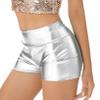 vastwit Womens Shiny Metallic High Waisted Booty Shorts Hot Pants Festival Rave Dance Bottoms Clubwear Silver B X-Large view 3