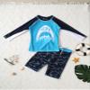 iiniim Boys Rash Guard Boyleg 2 Pieces Swimsuits Kids Long Sleeve Shirt UPF 50 Bathing Suit Swimwear Sky Blue Shark 8-9 Years view 3