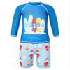 iiniim Boys Rash Guard Boyleg 2 Pieces Swimsuits Kids Long Sleeve Shirt UPF 50 Bathing Suit Swimwear Blue 5-6 Years view 1