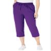 Woman Within Plus Size Petite Seersucker Pull-On Elastic-Waist Capri Pants - 24 W, Purple Orchid view 1