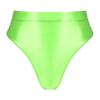 YiZYiF Women's Glossy Shiny High Waisted Dance Yoga Bottoms High Cut Briefs Cheeky Knikcers Fluorescent Green XX-Large view 1
