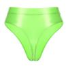 YiZYiF Women's Glossy Shiny High Waisted Dance Yoga Bottoms High Cut Briefs Cheeky Knikcers Fluorescent Green XX-Large view 2