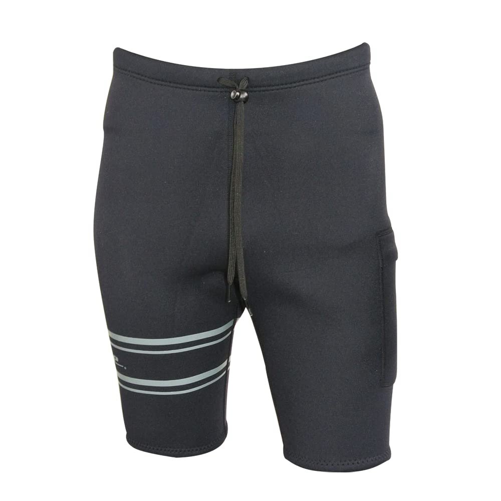 Jettribe Jet Ski 2mm Ride Shorts - Neoprene Wetsuit Swimming Protection - Fitted and Stretchable Storage Pocket - Comfortable and Durable Waterwear for Water Adventures Enthusiast - Black (Medium)