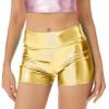 vastwit Womens Shiny Metallic High Waisted Booty Shorts Hot Pants Festival Rave Dance Bottoms Clubwear Gold B Large view 1