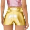 vastwit Womens Shiny Metallic High Waisted Booty Shorts Hot Pants Festival Rave Dance Bottoms Clubwear Gold B Large view 4