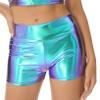 vastwit Womens Shiny Metallic High Waisted Booty Shorts Hot Pants Festival Rave Dance Bottoms Clubwear Blue&Purple B Medium view 1