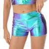 vastwit Womens Shiny Metallic High Waisted Booty Shorts Hot Pants Festival Rave Dance Bottoms Clubwear Blue&Purple B Medium view 2