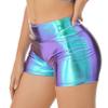 vastwit Womens Shiny Metallic High Waisted Booty Shorts Hot Pants Festival Rave Dance Bottoms Clubwear Blue&Purple B Medium view 3