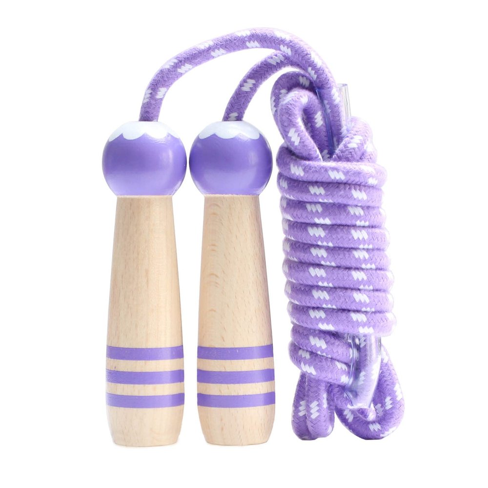 Jump Rope Kids,8.5ft Adjustable Cotton Skipping Rope with Wooden Handle for Boys and Girls Fitness Outdoor Exercise (Purple)