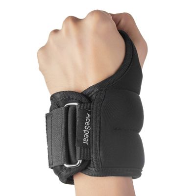 AceSpear Wrist Weights with Thumb Loops Lock for Men Women 1lb*2 2lbs*2 3lbs*2 Ankle Weights Weighted Gloves for Running Strength Training Walking Exercises (Black, 2 lbs x 2)