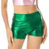 vastwit Womens Shiny Metallic High Waisted Booty Shorts Hot Pants Festival Rave Dance Bottoms Clubwear Green B Medium view 2