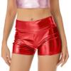vastwit Womens Shiny Metallic High Waisted Booty Shorts Hot Pants Festival Rave Dance Bottoms Clubwear Red B Large view 1