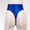 Linjinx Women's Glossy High Waist Yoga Shorts Gym Workout Rave Booty Dance Mini Hot Pants Bottoms Blue X-Large view 3