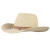 Digood Men Women Retro Western Cowboy Riding Hat Leather Belt Wide Brim Cap Hat,Retro Western Outback Sun Hat(Beige,One Size) view 1