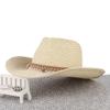 Digood Men Women Retro Western Cowboy Riding Hat Leather Belt Wide Brim Cap Hat,Retro Western Outback Sun Hat(Beige,One Size) view 2