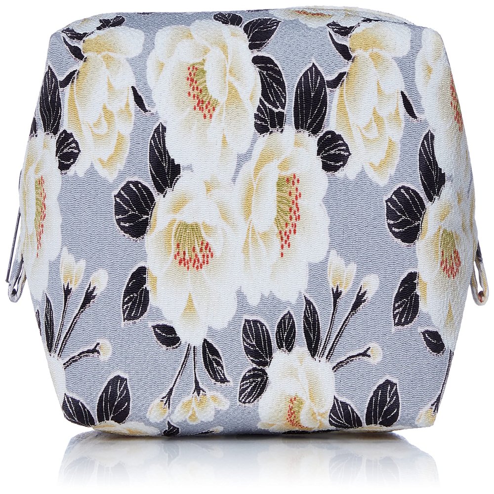 (0114-4) Unin Fiber, Made in Japan, Futagoshi Crepe, Japanese Pattern, Extra Large Balloon Pouch, Double Cherry Blossom, Gray, gray, One Size