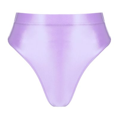YiZYiF Women's Glossy Shiny High Waisted Dance Yoga Bottoms High Cut Briefs Cheeky Knikcers Light Purple Large