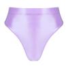 YiZYiF Women's Glossy Shiny High Waisted Dance Yoga Bottoms High Cut Briefs Cheeky Knikcers Light Purple Large view 1
