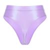 YiZYiF Women's Glossy Shiny High Waisted Dance Yoga Bottoms High Cut Briefs Cheeky Knikcers Light Purple Large view 2