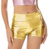 vastwit Womens Shiny Metallic High Waisted Booty Shorts Hot Pants Festival Rave Dance Bottoms Clubwear Gold B X-Large view 2