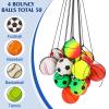 Skylety 24 Pcs Wrist Return Balls on a String 1.85'' Rebound Sport Ball with Elastic Strap and String,Baseball Basketball Soccer Tennis Wristband Toy for Teens Adults Gifts, Wrist Exercise or Play view 2