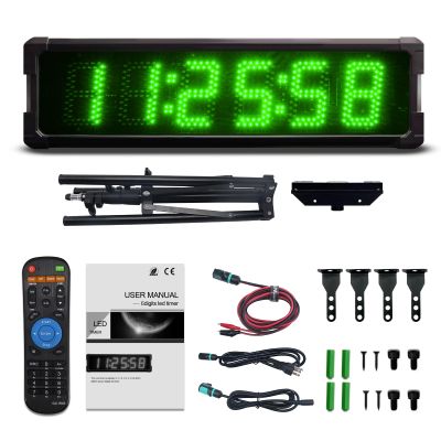 GANXIN Outdoor Waterpoof LED Race Timing Clock Marathon Race Timer with Horn, 5 Inch 6-Digit Coundown Clock with Tripod Stand, Down/Count Up,Stopwatch with Remote Control (Green LED)