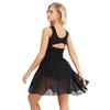 YEAHDOR Women Contemporary Lyrical Dress Chiffon Ballet Leotard Dress Modern Dance Costume Black 3X-Large view 3