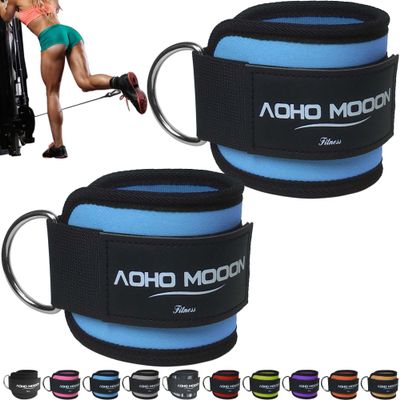 AOHO MOOON (Pair) Comfortable Adjustable Ankle Straps for Cable Machines Women, Gym Workout Leg Strap, Ankle Cuffs for Glute Workouts, Foot Straps for Kickback