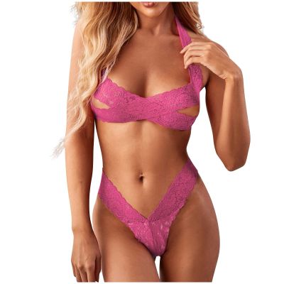 Zzalalana Lingerie Bodysuit for Women for Sex Naughty Sexy Teddy Corset Babydoll Lingerie One Piece Hollow Backless Sluttly Lingerie Sleepwear for Sex Game 215V Hot Pink