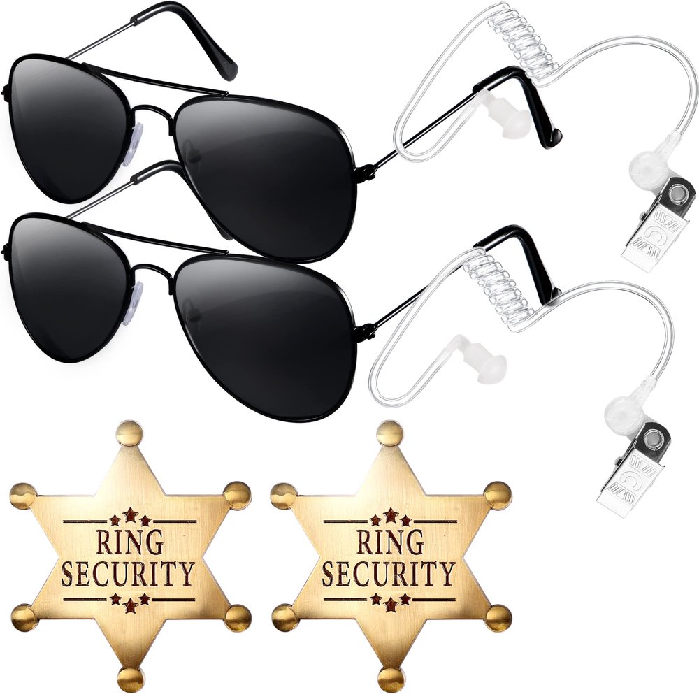 YOTNUS Ring Wedding Bearer Gifts Ring Wedding Security Sun Glasses, Security Badge and EarPiece Cosplay