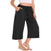 Annenmy Wide Leg Pants for Women Capris High Waisted Womens Yoga Pants Ladies Sports Joggers Running Sweatpants Comfy Drawstring for Women with Pockets Gym Workout Shorts Black L view 1