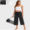 Annenmy Wide Leg Pants for Women Capris High Waisted Womens Yoga Pants Ladies Sports Joggers Running Sweatpants Comfy Drawstring for Women with Pockets Gym Workout Shorts Black L view 4