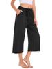 Annenmy Workout Shorts Wide Leg Capris with Pocket for Women,High Waisted Outdoor Pants Quick Dry Lightweight Pants Drawstring for Women Gym Shorts Black M view 1