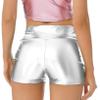 vastwit Womens Shiny Metallic High Waisted Booty Shorts Hot Pants Festival Rave Dance Bottoms Clubwear Silver B Large view 4