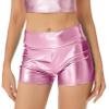 vastwit Womens Shiny Metallic High Waisted Booty Shorts Hot Pants Festival Rave Dance Bottoms Clubwear Pink B X-Large view 1