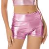 vastwit Womens Shiny Metallic High Waisted Booty Shorts Hot Pants Festival Rave Dance Bottoms Clubwear Pink B X-Large view 2