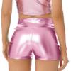 vastwit Womens Shiny Metallic High Waisted Booty Shorts Hot Pants Festival Rave Dance Bottoms Clubwear Pink B X-Large view 4