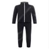 FEESHOW Girls' Figure Ice Skating Clothing Sets Kids Unisex Long Sleeve Zipper Jacket with Stretch Tights for Training Black 14 Years view 1